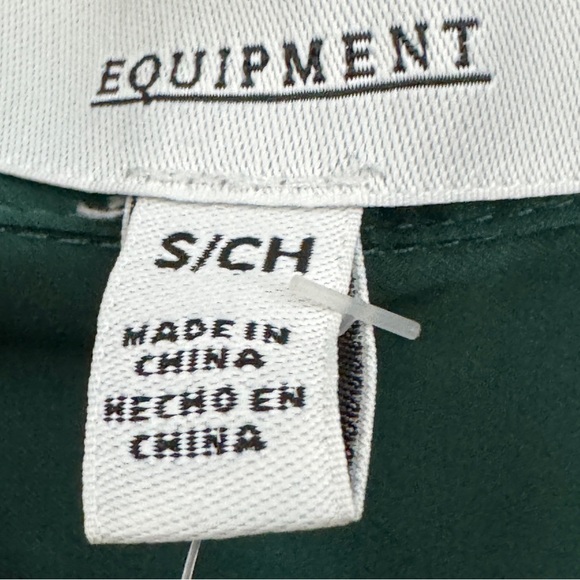 Equipment Small Green Signature Top Silk Look Blouse Button Down Pockets - Picture 5 of 7